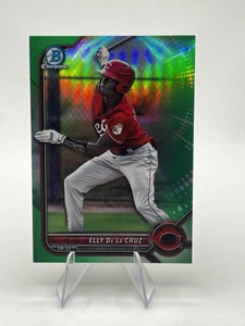 ELLY DE LA CRUZ 2022 BOWMAN CHROME GREEN REFRACTOR REDS /99 - Picture 1 of 4