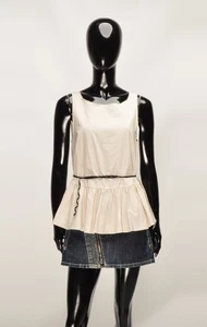 Susanne Bommer Coquette Babydoll Light Gray Sleeveless Top Size 34 - Picture 1 of 8