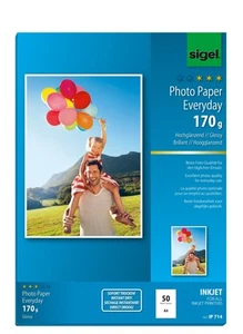 SIGEL IP714 InkJet Fotopapier hochglänzend, weiß, 170 g, A4, 50 Blatt - Afbeelding 1 van 5