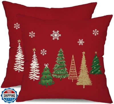 DFXSZ Christmas Pillow Covers 18x18 Inch Set of 2 Christmas Tree Decorative R - Image 1 of 4