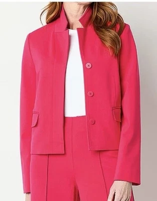 Chaqueta corta ligera Liz Claiborne para mujer mediana fucsia rosa brillante Foto 1 de 4
