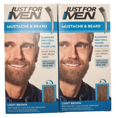 Just For Men M-25 LIGHT BROWN Mustache & Beard Brush In ( 2 boxes ) - Image 1 of 2