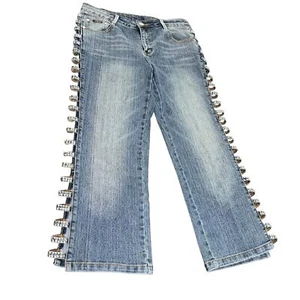 Platinum Plush 30" Waist Cropped Denim Jeans open Leg Design - Picture 1 of 4
