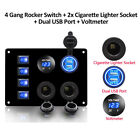 4 Gang Toggle Rocker Switch Panel Dual Usb Car Boat Marine Rv Truck 12v-24v