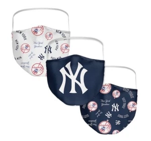 NEW - MLB New York Yankees Adult Face Masks 3-Pack (Washable & Reusable) - Picture 1 of 5
