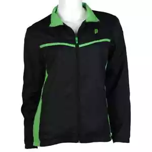 Giacca riscaldante Prince tennis full zip nera e verde donna taglia large - Foto 1 di 11