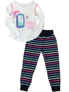 Girls Santa Did You Get My Text Pajamas Christmas Holiday 2 Pc Sleep Set XXS - Picture 1 of 1