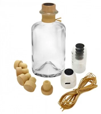 GENIESS-BAR! 5x Profi Set Apothekerflaschen leer 350 ml Glasflaschen mit Kapsel Korken Bast