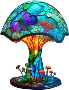 Vintage Table Lamp Mushroom Table Lamps Stained Bohemian Resin Night Light Lamp - Picture 1 of 21
