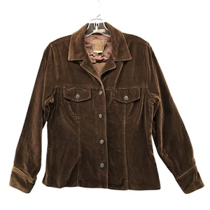 VTG AMI Western Velvet Shirt Womens M Brown Button Down Cotton Shacket Rodeo - Picture 1 of 9