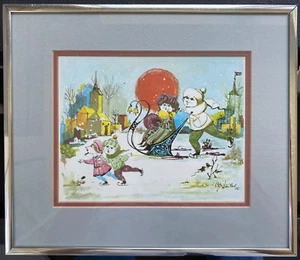 Bijorn Wiinblad Signed & Framed Print - Winter Scene - Picture 1 of 7
