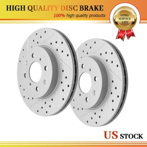 Front Drilled Disc Brake Rotors for Honda Fit 2014 2015 2016 2017 2018 2019 2020 - Picture 1 of 6
