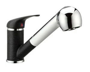 Küchenarmatur mit Brause Granit schwarz / Chrom Hochdruck Einhandmischer  - Bild 1 von 4