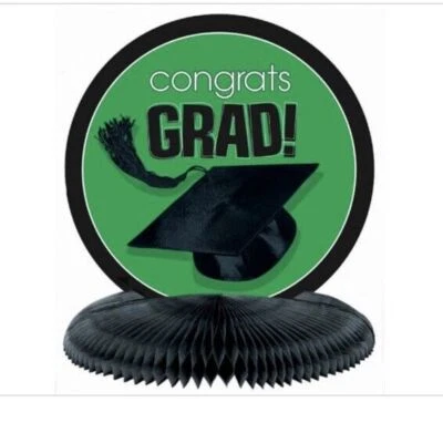 Graduation TABLE CENTERPIECE HONEYCOMB " CONGRATS " Grad Party Decoration Green - Image 1 of 3