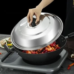 Stainless Steel Pot Lid Universal Wok Lid Anti-Spill Pot Cover Kitchen Accessory - Picture 1 of 15