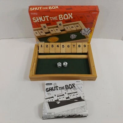 Shut the Box Classic Game Schylling Dice Challenging Puzzle Board Game Complete - Image 1 of 4