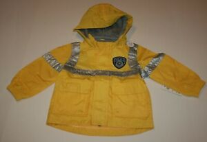 New Carter's Boys 2T Raincoat Jacket Yellow Police Themed Hooded Coat