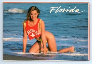 FLORIDA bellissimo modello donna costume da bagno bagnino bikini cartolina c1990 - Foto 1 di 2