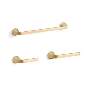 KOHLER Cursiva 3-Piece Bath Hardware Set in Vibrant Brushed Moderne Brass - Picture 1 of 9