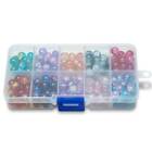 200pcs 10Colors Mixed 8mm Crackle Glass Bead Beading Kit Box for Jewelry Making