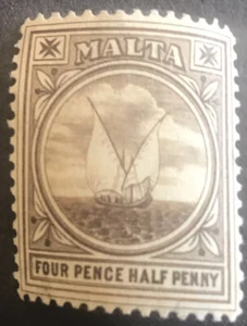 Malta Edward VII 4 1/2d Brown SG57 Lightly Mounted Mint C/V £40 - Picture 1 of 2