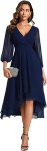 Ever Pretty Knee Length Cocktail Occasion Dress Long Sleeve UK 26 RRP £59.99 - Picture 1 of 7