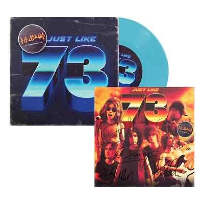 Def Leppard Just Like 73 7" Blue Vinyl & Signed Autographed Print 🎸Presale 🎸#2 - Image 1 of 3