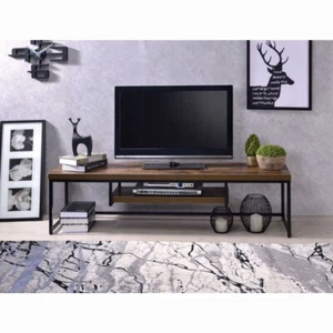 NEW Weathered Oak and Black TV Stand with 1-Shelf - Picture 1 of 6