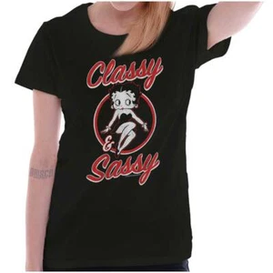 Betty Boop Retro Cartoon Classy and Sassy Womens Top Junior Graphic Tee - Picture 1 of 8