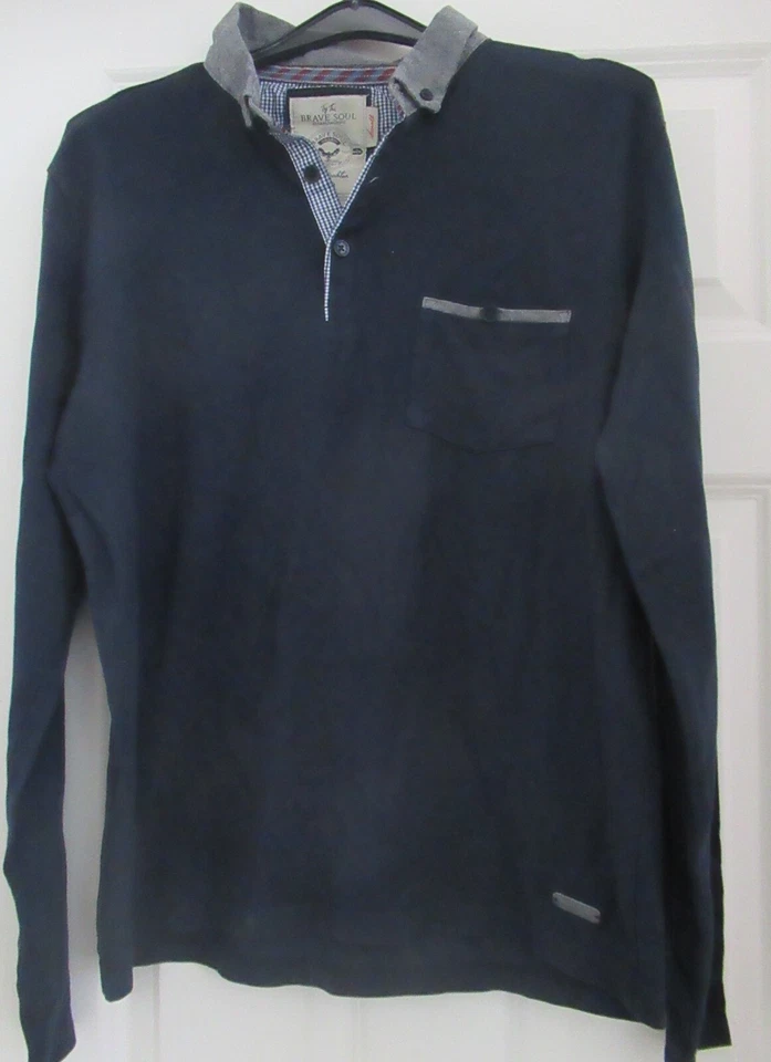 CAMISA ESTILO POLO HOMBRE BRAVE SOUL AZUL MARINO MANGA LARGA talla S Foto 1 de 1