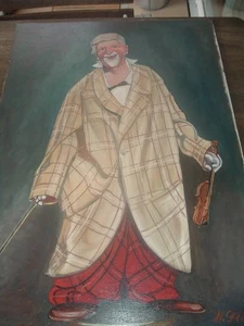 Org. Oil Painting Clown Grock by H. Flinder - Picture 1 of 6
