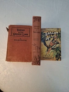 3 Stück: Tarzan Bücher 2 Vintage Hardcover Bücher & 1 Taschenbuch - Bild 1 von 19