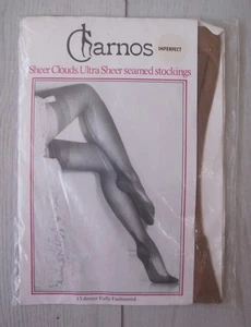 Charnos 'Sheer Clouds' Tan Fully Fashioned Havana Heel Stockings 8.5-9.5 L - Picture 1 of 7
