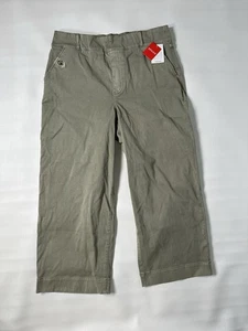 Spanx Pants Womens 1X Tall Olive Oil Green Stretch Twill Cropped Wide Leg 20312R - Picture 1 of 16