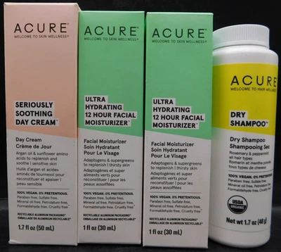 Juego de 4 piezas Acure 1- champú seco1. -1 Crema de Día -2 Hidratante Facial Nuevo y Precintado Foto 1 de 4