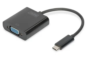 DIGITUS USB Type-C to VGA Adapter, Full HD 1080p cable length: 19.5 cm, black - Afbeelding 1 van 5