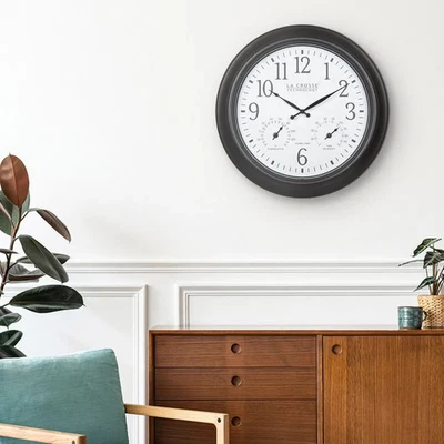 La Crosse 18 Inch Outdoor Brown Atomic Analog Temp Clock, - Image 1 of 4