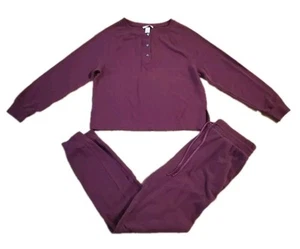 Victoria's Secret Thermal Waffle Pajamas 2Pc Set Women’s Size XS Plum Purple - Picture 1 of 8