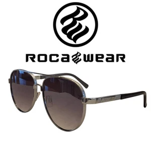 Gafas de sol Rocawear plateadas estilo aviador con NUEVO estuche de cuero suave - Imagen 1 de 16