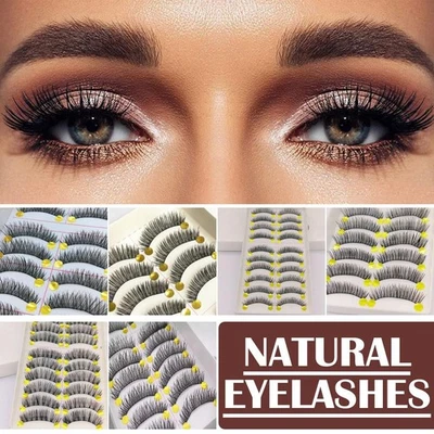 10 Pairs Natural False Eyelashes Thick Crossing Eyelashes^`,.;'/ M8P6 - Image 1 of 4