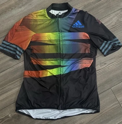 Camiseta deportiva de ciclismo Adidas XL multicolor arco iris degradada cremallera completa Foto 1 de 4