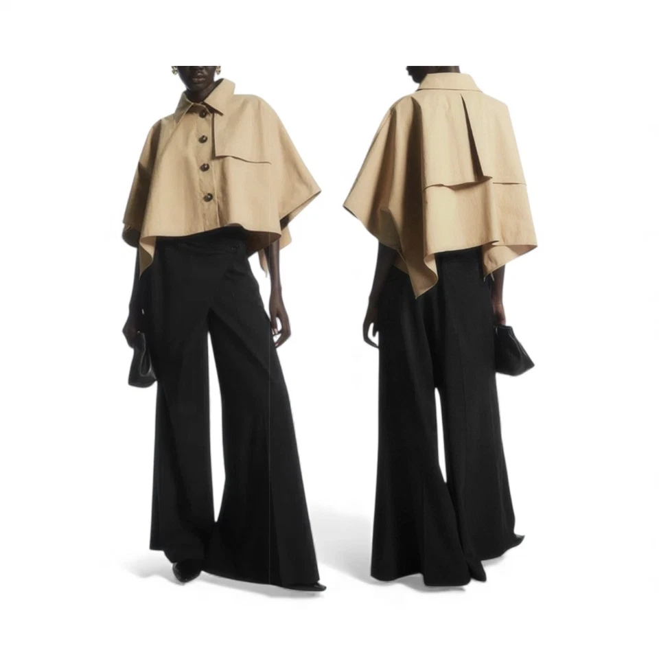 Usada en Excelente Condición - Capa de gabardina recortada de mezcla de algodón orgánico tostado COS - Talla única  Foto 1 de 4