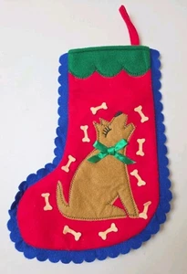 Christmas Stocking Dog Treat Felt Pet Stocking 12.5" x 6.5" Red & Blue - Picture 1 of 2