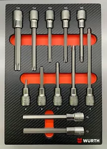 Inserto de llaves de punción Würth Zebra Torx TX hexagonal 1/2 pulgada inserción de espuma 12 piezas - Imagen 1 de 4