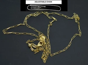Real 14K Solid Yellow Gold Up To 22" Adjustable Paperclip Chain Necklace 2.5gram - Picture 1 of 6