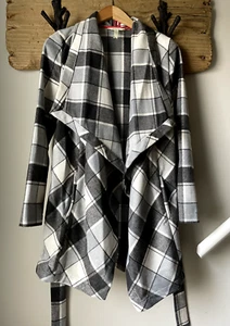 Size XS - Matilda Jane Women’s Cozy Check It Twice Plaid Coat Jacket Tie Waist - Picture 1 of 7