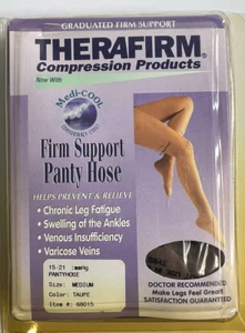 Therafirm Firm Support Panty Hose 15-21 mm Hg Medium Taupe #68015 Medi Cool - Picture 1 of 4