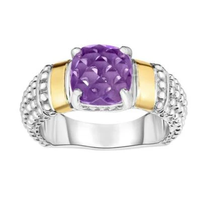 Phillip Gavriel Designer Amethyst Ring 18k Gold Sterling Silver Popcorn Design  - Image 1 of 4