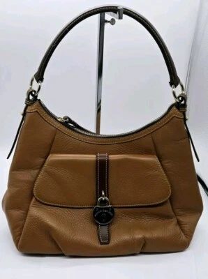 Bolso de Hombro Hobo Dooney & Bourke Samba Marrón Cuero Guijarro Logo Bloqueo Foto 1 de 4