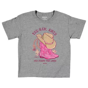 Cowboy Boots Girls Toddler Kids Crew Neck T-Shirt Yee Haw Amen 4T - Picture 1 of 4